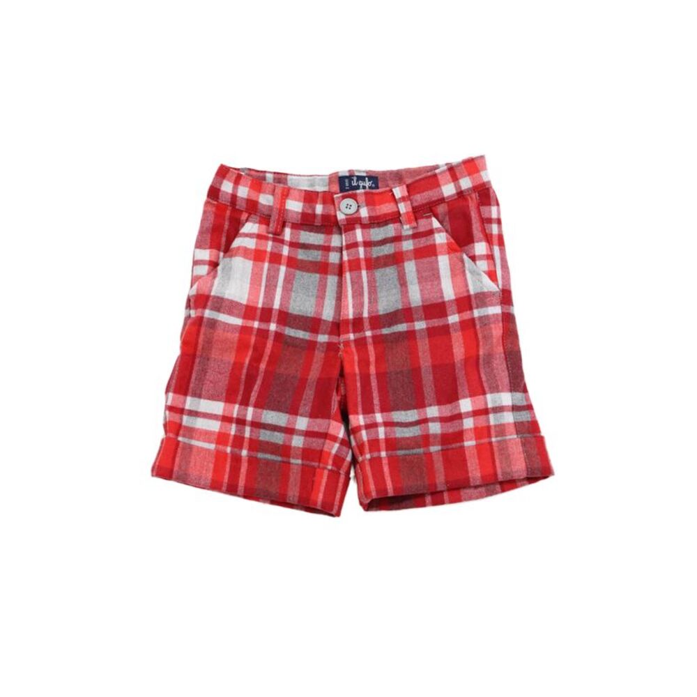 Il Gufo Boys Plaid Print Buttoned Cuffed Hem Pants Red Size 2